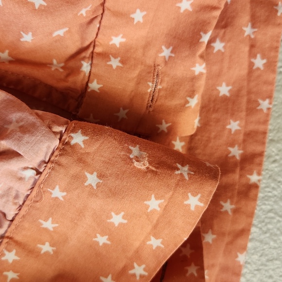 Madewell Blouse Top Shirt Wrap Peach Scatter Star Crossover Waist Tie Size XS - Picture 5 of 10
